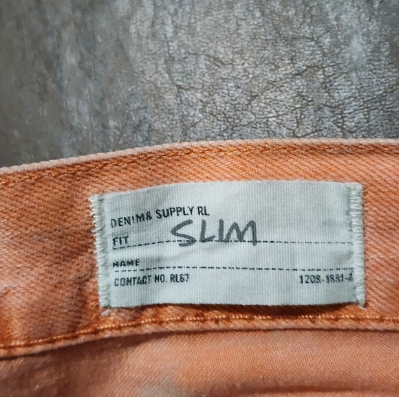 Denim & Supply Ralph Lauren Orange Distressed Slim Jeans - Picture 9 of 13